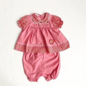 VTG chick appliqué top/bottom set looks 12-18m